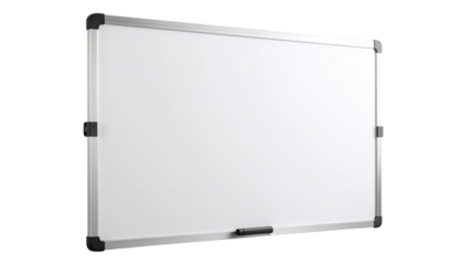Blank whiteboard for writing isolated on a white transparent background PNG