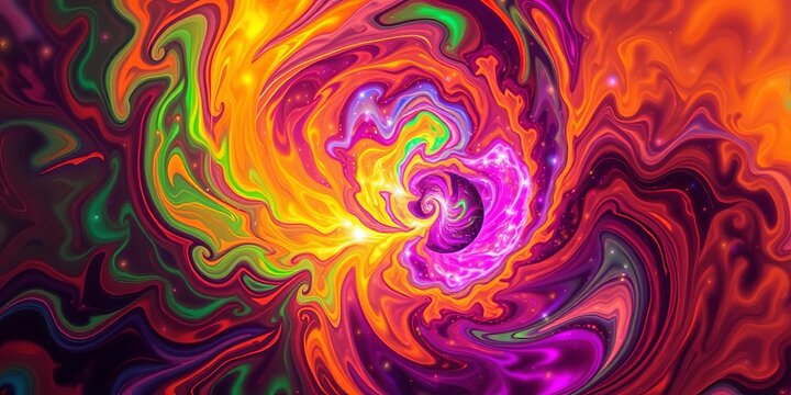 Swirling nebulae of vibrant, iridescent colors creating a hypnotic, fractal pattern,  otherworldly,  fractal