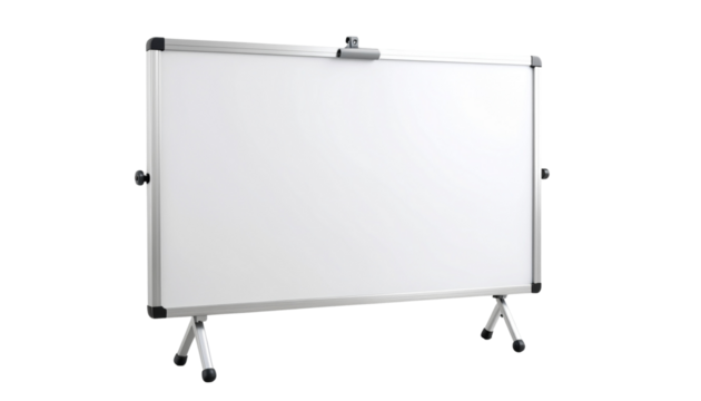 Blank whiteboard for writing isolated on a white transparent background PNG