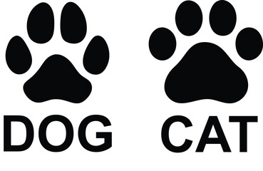 Paw icon set. Cat or dog paw icon silhouette vector illustration. Paw icon outline. print vector illustration