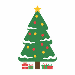 christmas tree vector illustration with gift box