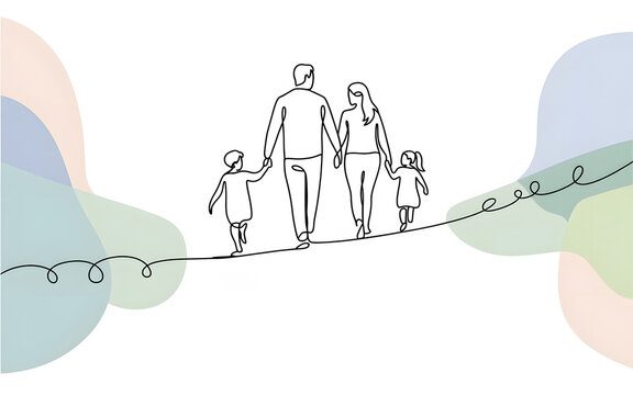 Happy Birthday Family Minimalist Line Art Contemporary Design