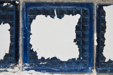 grunge frame with blue paint