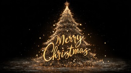 sparkling gold christmas tree and elegant script wishing you christmas cheer creates a festive and magical holiday atmosphere for your seasons greetings