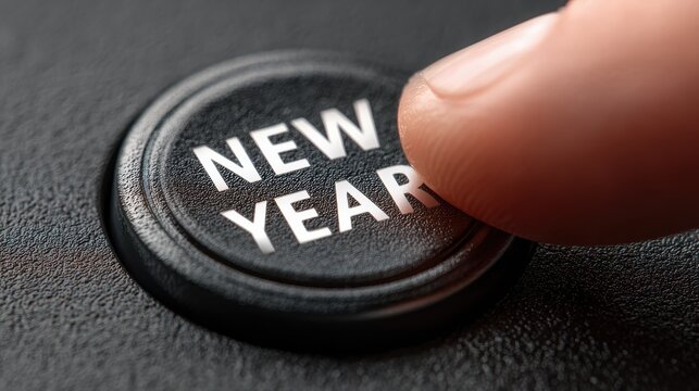finger pressing a new year button symbolizing a fresh start resolutions and the anticipation of the coming year filled with hopes and possibilities