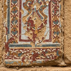 Cracked Ancient Temple Wall Paint – Old Weathered Texture Close-Up