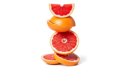 Stack of vibrant grapefruit slices isolated on a clean white background image
