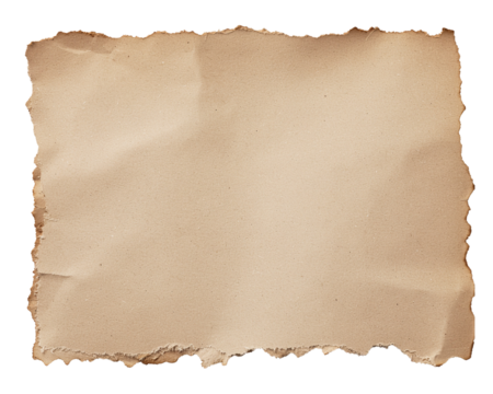 Old brown torn blank paper on a transparent background PNG