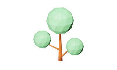 green tree with round leaves isolated on white background