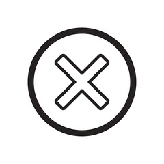 Obraz premium Black and white image of a cross symbol inside a circle, indicating cancellation or removal.