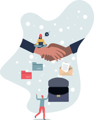 Deal sealed and successful contract agreement handshake .life and employment of people.