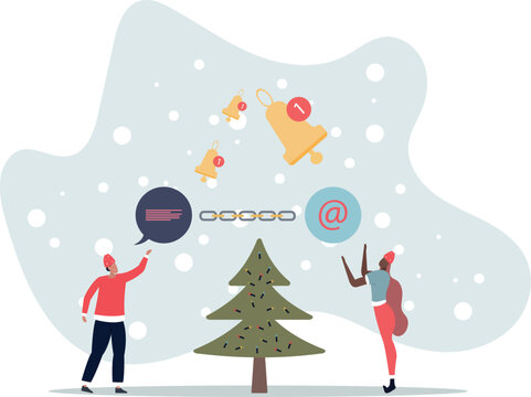 Chained communications with linked user notifications.Continuous flow with digital message and connection between chain parts .life and employment of people.