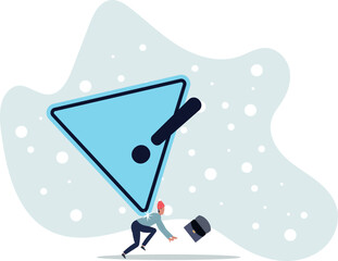 Caution or mistake attention, risk alarm with exclamation point symbol, error or failure warning, bankruptcy notice alert,life and employment of people.