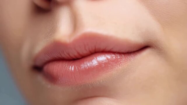 Close-Up of Female Lips with Natural Texture