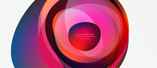 Abstract layers create vibrant circular design. Pink, purple, blue hues blend seamlessly. Modern background element for projects.