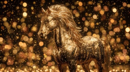 golden horse with 2026 numbers luxury new year celebration concept with bokeh lights chinese new year christmas