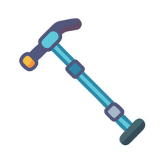 Stylized Blue Walking Cane Illustration Against a Black Background