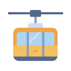 Isolated flat design illustration of an urban cable car