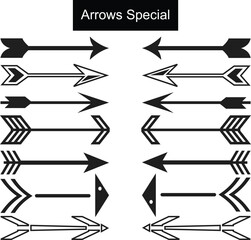 Collection of arrows pointing in opposite directions, in black and white.