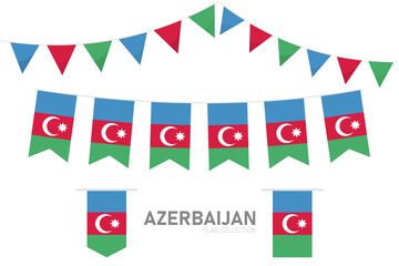 Azerbaijan national flag collection, Flag garlands festive bunting triangle banners and hanging flag
