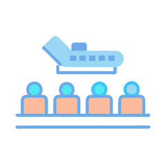 Stylized illustration depicting audience listening to a presentation session