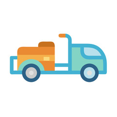 Minimalist truck illustration with smooth lines and bold colors
