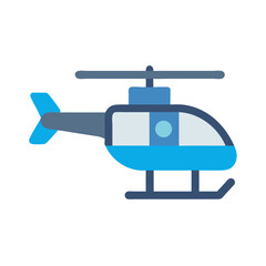 Simple blue helicopter on black background in vector style