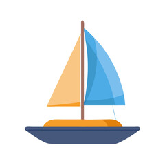 Simplified sailboat illustration in flat design against black background