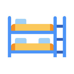 Blue and yellow bunk bed illustration on black background