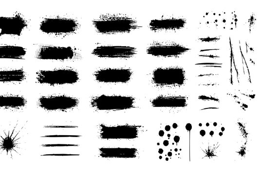Ink splatter pencil. High-quality hand-drawn illustration. Black smudge stain with isolated drops. Vector silhouette of dirty liquid ink.
