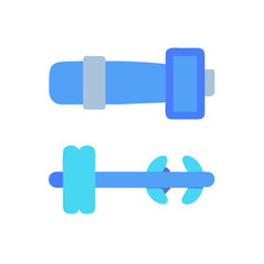 Minimalist flat icon of two different fitness dumbbells