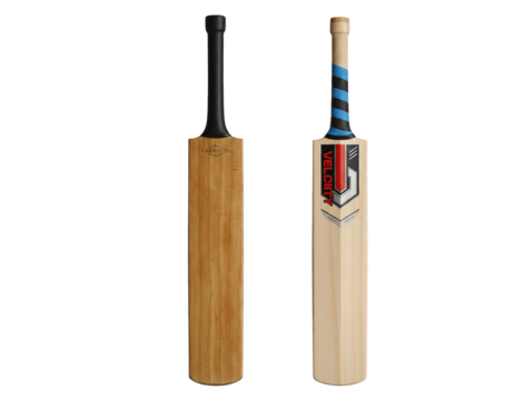 Dual Wooden Cricket Bat Set — Classic & Modern Variation, isolated on transparent background