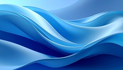 Abstract blue waves flow dynamically, creating depth and movement with gradient shades of light and dark