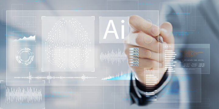 Artificial Intelligence and Data Analysis Displayed on a Virtual Interface.