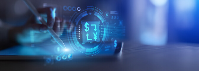 Currency Exchange and Digital Transactions Between Dollar and Yen.