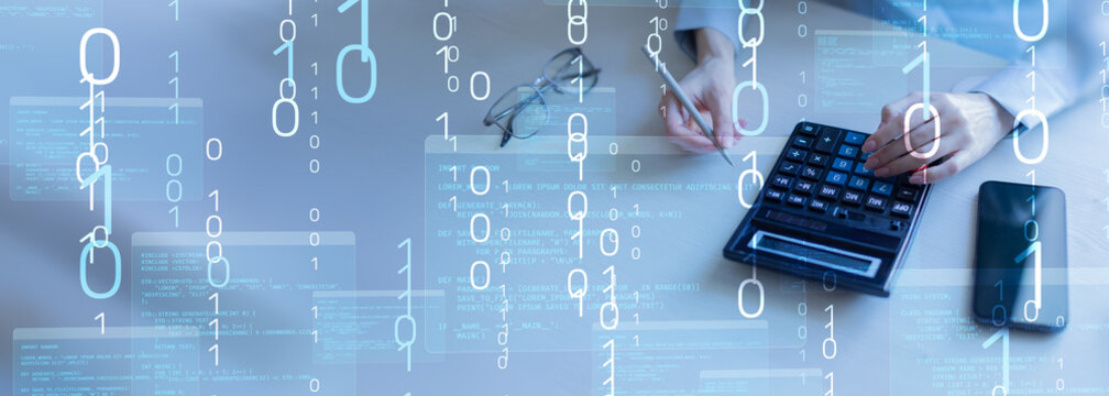 Binary Code and Digital Data Streams Displayed on Futuristic Transparent Interface.