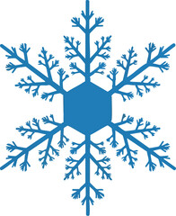 A detailed blue snowflake graphic with intricate branching patterns.