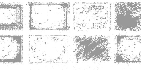 Set of antique vector vintage grunge paper frame and border illustration design elements. Grungy splash repeated effect. Dirty overlay repeating pattern. Print distressed. Rectangle borders Collection