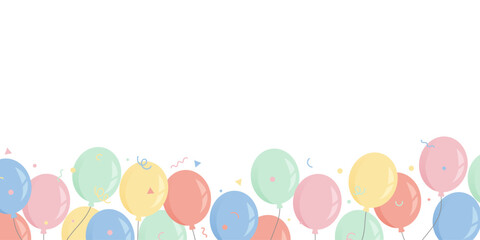 Obraz premium Bordure de ballons pastel – Décor festif coloré et léger – Illustration pour invitations et événements