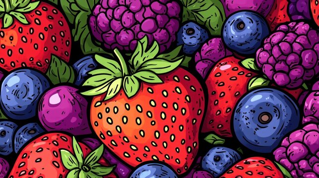 Colorful berry pattern illustration