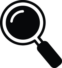 Black magnifying glass icon isolated on a white background. Search find silhouette icon design.