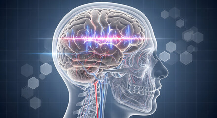 Human Brain Activity Concept with Visualized Signal