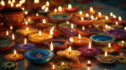 vibrant diwali lamps illuminate festive night decorations hd images
