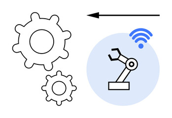Automation concept. Automation systems connected through IoT and wireless technology for efficient industrial functions. Automation in manufacturing, robotics, smart factories, IoT integration