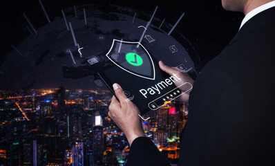 Concept of a secure payment gateway. This system uses encryption and authentication to protect financial transactions, ensuring safe and private online payments for users. Fermion