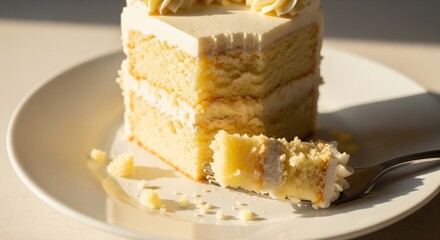 Gourmet Dessert Slice of Vanilla Layered Cake