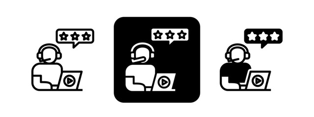 Review Solid color and black line drawing vector illustration set