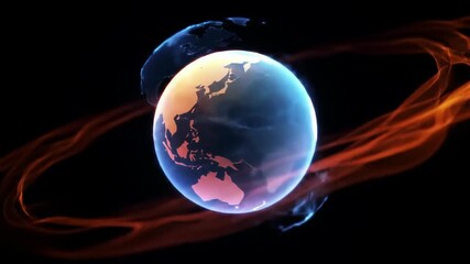Dynamic digital globe with glowing energy streams illustrating global technology connections and futuristic vision for innovative communication - Powered by Adobe