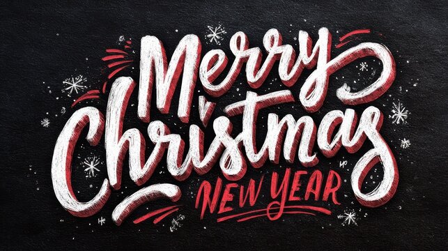 merry christmas and happy new year calligraphy lettering badge design for winter xmas and new year