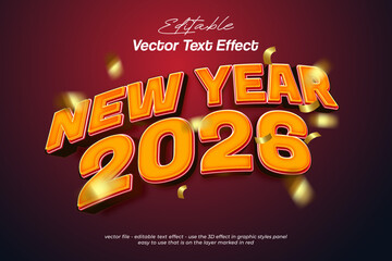2026 3d text effect with style flying vector